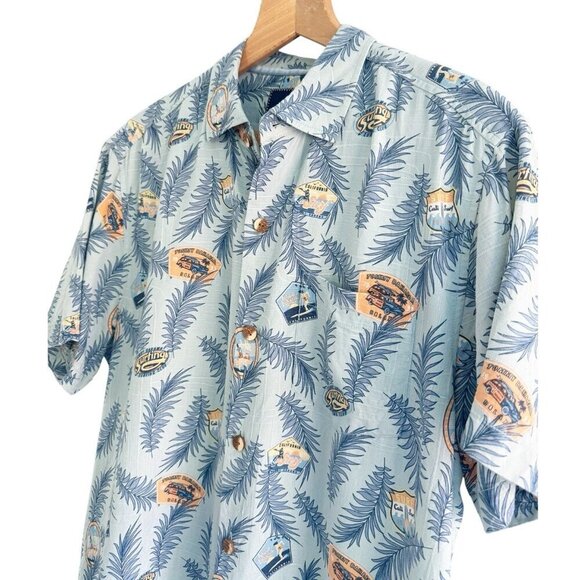 Tommy Bahama Men's Sz M Light Blue Surf Surfing Woodie Short Sleeve Button Shirt - Picture 3 of 13